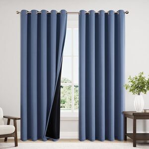 Stone Blue Blackout Curtains 84” 2 Panels 60x84 Thermal Lined Grommet